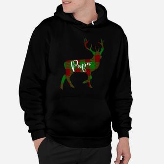 Papa Reindeer Plaid Pajama Matching Family Christmas Hoodie - Seseable