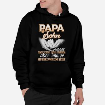 Papa-Sohn Partnerlook Hoodie 'Herz und Seele', Handschlag-Design in Schwarz - Seseable