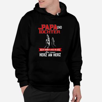 Papa und Tochter Herz an Herz Hoodie, Schwarzes Schriftzug Tee - Seseable