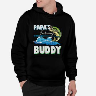 Papas Fishing Buddy Dad And Children Angler Hobby Hoodie - Seseable