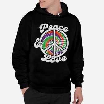 Peace And Love Tie Dye Sign Hippie Color Hoodie - Seseable