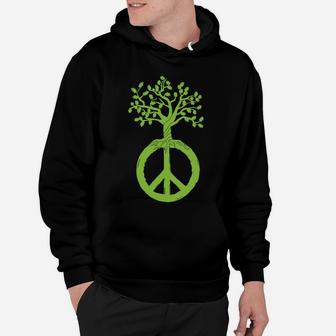 Peace Green Tree Hippie Peace Sign Inclusion Hoodie - Seseable