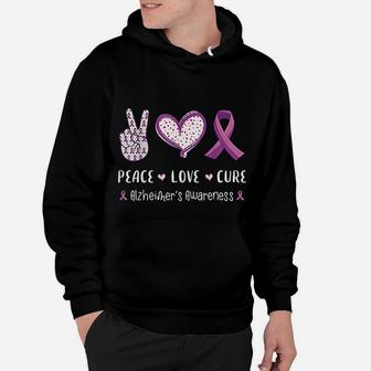Peace Love Cure Alzheimers Awareness Men Women Kids Hoodie - Seseable
