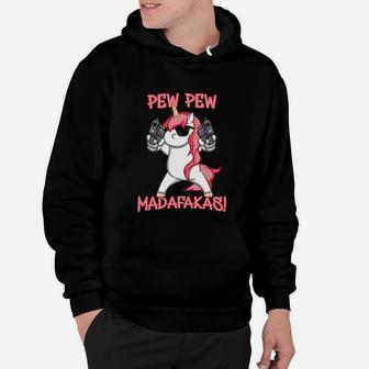Pew Pew Madafakas Cool Unicorn With Glasses Hoodie | Seseable UK