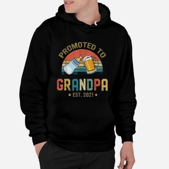 Promoted To Grandpa Est 2021 Vintage Fathers Day Hoodie - Seseable