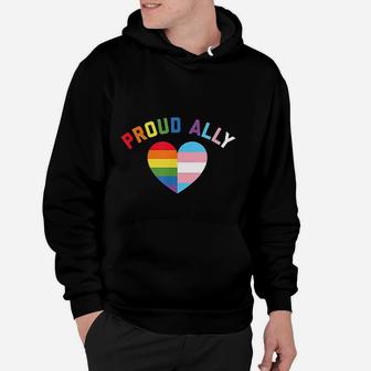 Proud Ally Lgbt Rainbow Heart Gay Pride Month Hoodie - Seseable