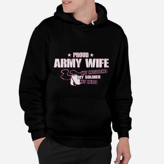 Proud Army Wife My Husband Soldier Hero Missy Fit Ladies Hoodie - Seseable
