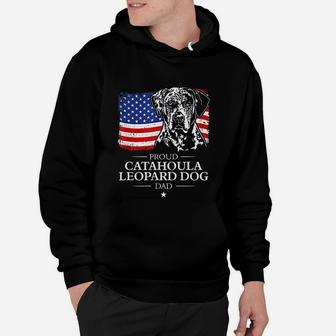 Proud Catahoula Leopard Dog Dad American Flag Hoodie - Seseable