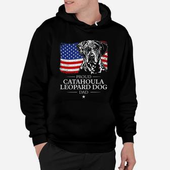 Proud Catahoula Leopard Dog Dad American Flag Patriotic Dog Hoodie - Seseable