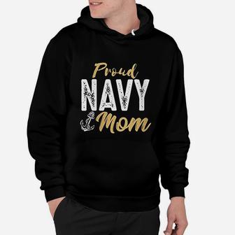 Proud Navy Mom Anchor Hoodie - Seseable