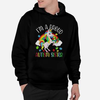 Proud Sister Awareness Cute Unicorn Puzzle Piece Hoodie - Seseable
