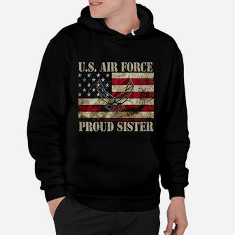 Proud Sister Us Air Force Vintage Usa Flag Retro Girls Hoodie