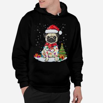 Pug Christmas Lights Funny Pug Dog Pajamas Gifts Hoodie - Seseable
