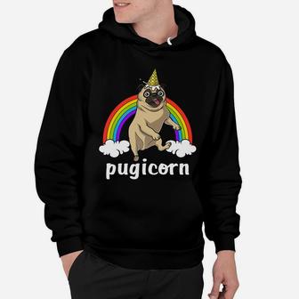 Pugicorn Pug Dog Unicorn Magical Rainbow Funny Pet Hoodie - Seseable