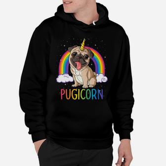Pugicorn Pug Unicorn Kids Women Space Galaxy Rainbow Hoodie - Seseable