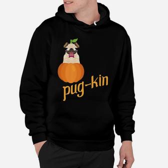 Pugkin Funny Pug Themed Halloween Gift Merchandise Him Her Hoodie - Seseable