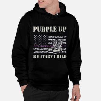 Purple Up Military Child Kids Army Dad Vintage Flag Hoodie - Seseable