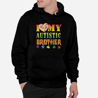 Puzzle Heart I Love My Autistic Brother Vintage Retro Hoodie - Seseable