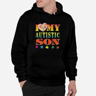 Puzzle Heart I Love My Autistic Son Vintage Retro Hoodie - Seseable