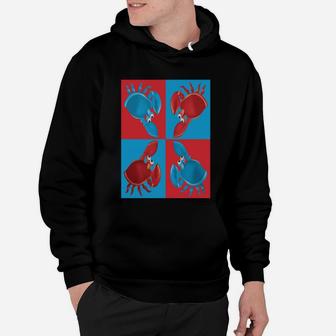 Red And Blue Crabs On Blue And Red Squares Hoodie - Seseable