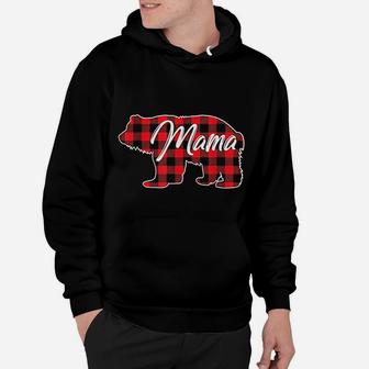 Red Plaid Mama Bear Matching Pajama Family Buffalo Hoodie - Seseable
