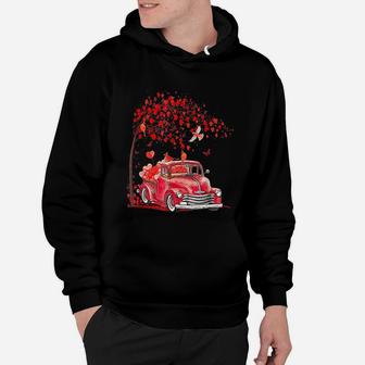 Red Truck Happy Valentines Day Cute Couple Matching Hoodie - Seseable