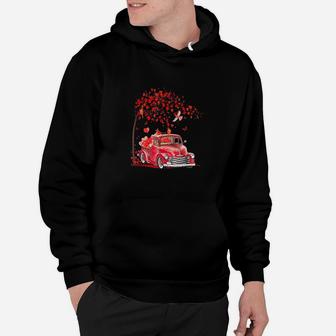 Red Truck Happy Valentines Day Cute Couple Matching Hoodie - Seseable