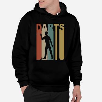 Retro 1970s Style Darts Player Silhouette Darts Hoodie - Seseable