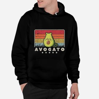 Retro Cat Avocado Hoodie - Seseable