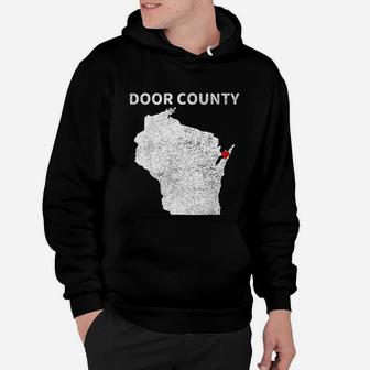Retro Vintage Door County Wisconsin Wi Map Love Heart Hoodie - Seseable