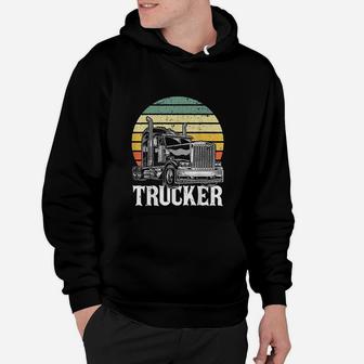 Retro Vintage Trucker Big Rig Semi-trailer Truck Driver Gift Hoodie - Seseable