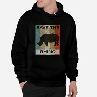 Rhinozeros Nashorn Rhino Vintage Style Retro Grunge Tiere Hoodie - Seseable