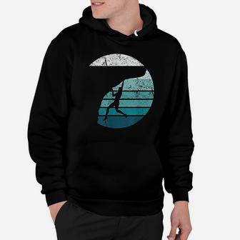 Rock Climbing Gift Retro Blue Circle Distressed Vintage Hoodie - Seseable