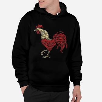 Rooster Retro Vintage Red Fighting Chicken Gift Apparel Hoodie | Seseable UK
