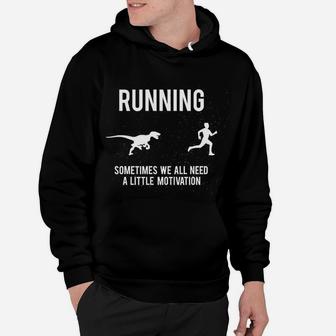 Running Motivation Raptor Chase Funny Dinosaur Nerdy Graphic Hoodie - Seseable