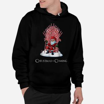 Santa On Candy Cane Throne Funny Christmas Hoodie - Seseable
