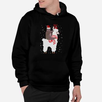 Santa Sloth Riding Llama Reindeer Funny Christmas Hoodie - Seseable