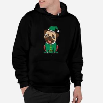 Santas Elf Cute Christmas Pug Elf Costume Hoodie | Seseable CA