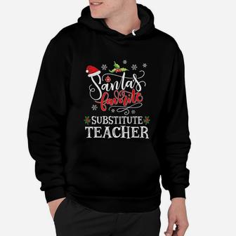 Santas Favorite Substitute Teacher Christmas Party Xmas Hoodie - Seseable