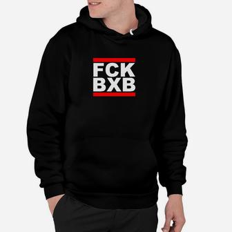 Schwarz-Rotes Statement-Hoodie mit FCK BXB-Aufdruck für Fans - Seseable