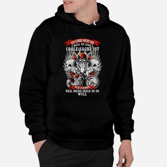 Schwarzes Biker-Wölfe Hoodie, Rebellischer Spruch Tee - Seseable