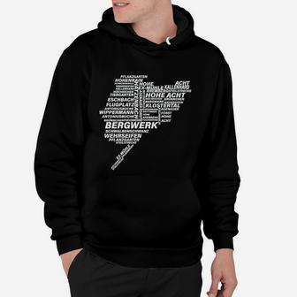 Schwarzes Herren-Hoodie mit Bergbau-Wordcloud Design, Minenarbeiter Motiv - Seseable