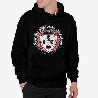 Schwarzes Herren Hoodie mit Wappen & Kartenmotiv, Personalisiert - Seseable