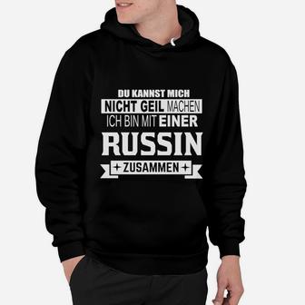 Schwarzes Herren Hoodie Russin Partnerin Lustiger Spruch - Seseable