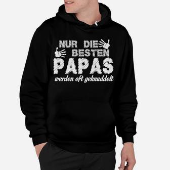 Schwarzes Hoodie Beste Papas geknuddelt, Lustiges Geschenk für Väter - Seseable