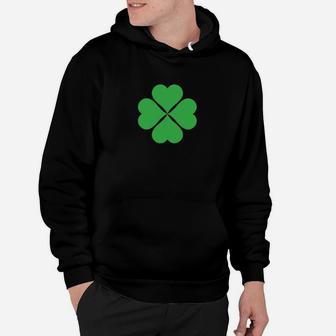 Schwarzes Hoodie mit Kleeblatt-Muster, Irisches Glückssymbol - Seseable