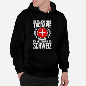 Schwarzes Hoodie Therapie in der Schweiz mit Schweizer Kreuz - Seseable