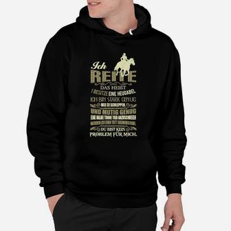 Schwarzes Reiter Hoodie, Lustiger Spruch & Pferdegrafik - Seseable