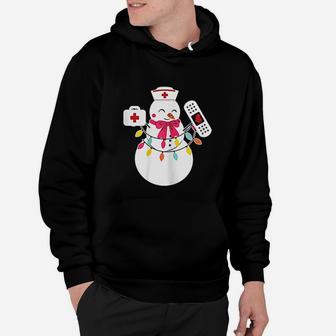 Snowman Nurse Christmas With Nurse's Hat Funny Outfit Design Hoodie - Seseable