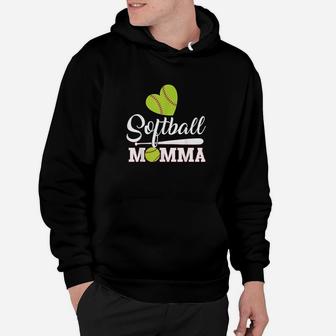 Softball Momma Catcher Pitcher Mothers Day Hoodie - Seseable